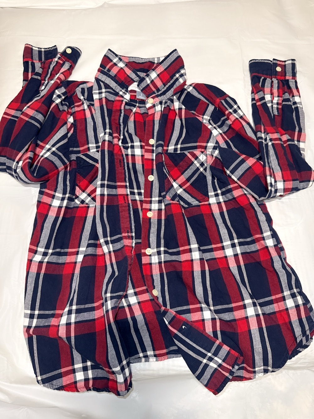 Old Navy Red, Navy & White Plaid Button-Down Shirt